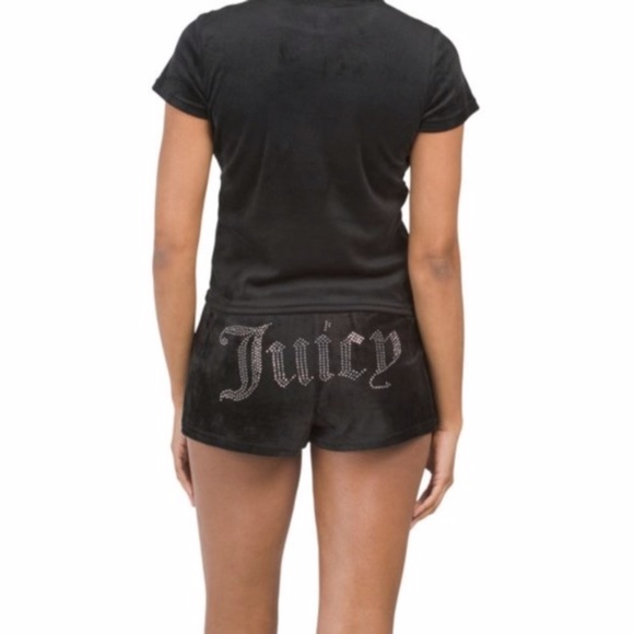 Juicy Couture Velour Rhinestone Spell Out Tee Black Large - Picture 16 of 17